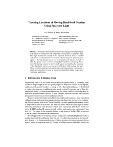 Tracking Locations of Moving Hand-held Displays Using Projected Light