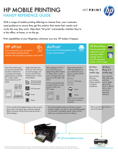 HP MOBILE PRINTING HANDY REFERENCE GUIDE
