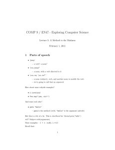 COMP 9 / EN47 - Exploring Computer Science 1 Parts of speech