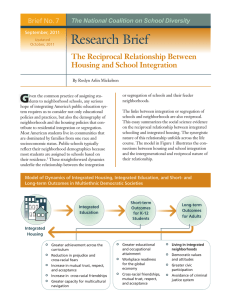 Research Brief G The Reciprocal Relationship Between Housing and School Integration