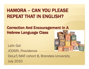 HAMORA – CAN YOU PLEASE REPEAT THAT IN ENGLISH? Hebrew Language Class