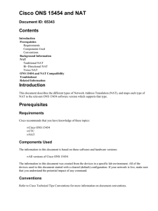 Cisco ONS 15454 and NAT Contents Document ID: 65343