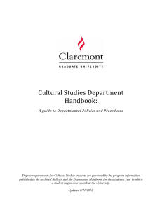 Cultural Studies Department Handbook: A guide to Departmental Policies and Procedures