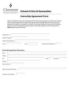 School of Arts &amp; Humanities Internship Agreement Form