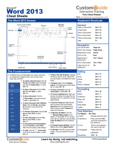 Word 2013 Cheat Sheets  The Word 2013 Screen