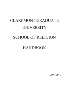 CLAREMONT GRADUATE SCHOOL OF RELIGION HANDBOOK