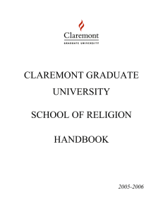 CLAREMONT GRADUATE SCHOOL OF RELIGION HANDBOOK