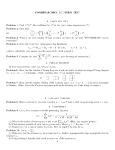 COMBINATORICS. MIDTERM TEST 1. Basics and GF’s Problem 1. Find [x ]e