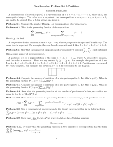 Combinatorics. Problem Set 6. Partitions Seminar problems