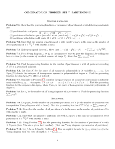 COMBINATORICS. PROBLEM SET 7. PARTITIONS II Seminar problems