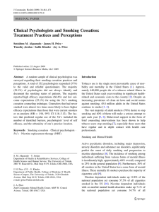 Clinical Psychologists and Smoking Cessation: Treatment Practices and Perceptions