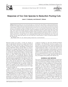Response of Two Oak Species to Reduction Pruning Cuts