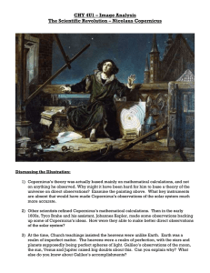 CHY 4U1 – Image Analysis The Scientific Revolution – Nicolaus Copernicus