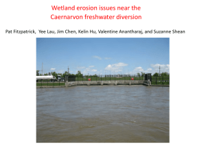 Wetland erosion issues near the Caernarvon freshwater diversion