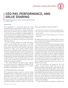 CEO Pay, PErfOrmanCE, and valuE sharing Stanford CloSer looK SerieS