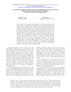 Journal of Cross-Cultural Psychology   CULTURE-DEPENDENT ASSIMILATION AND DIFFERENTIATION OF THE SELF: