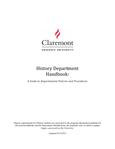 History Department Handbook: A Guide to Departmental Policies and Procedures