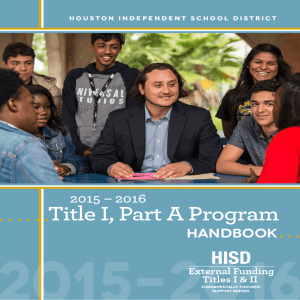 2015-2016 Title I, Part A Program 2015 – 2016 Handbook