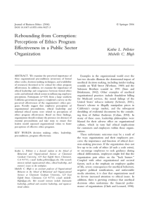 Rebounding from Corruption: Perceptions of Ethics Program Effectiveness in a Public Sector Organization