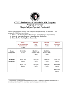 CGU’s Preliminary Credential + MA Program Program Overview Single-Subject Spanish Credential