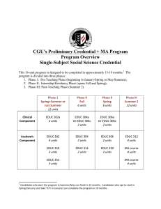 CGU’s Preliminary Credential + MA Program Program Overview Single-Subject Social Science Credential