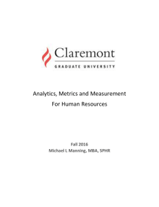 Analytics, Metrics and Measurement For Human Resources Fall 2016