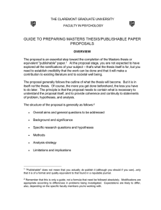 GUIDE TO PREPARING MASTERS THESIS/PUBLISHABLE PAPER PROPOSALS