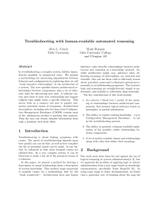 Troubleshooting with human-readable automated reasoning Alva L. Couch Mark Burgess Tufts University