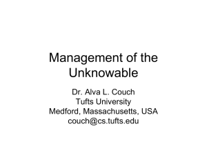 Management of the Unknowable Dr. Alva L. Couch Tufts University
