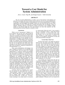 Toward a Cost Model for System Administration ABSTRACT