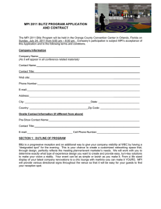 MPI 2011 BLITZ PROGRAM APPLICATION AND CONTRACT