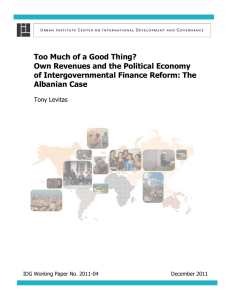 Too Much of a Good Thing? of Intergovernmental Finance Reform: The