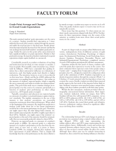 FACULTY FORUM Grade Point Average and Changes