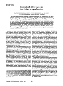 Individual differences in television comprehension