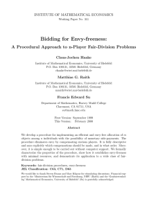Bidding for Envy-freeness: A Procedural Approach to n-Player Fair-Division Problems Claus-Jochen Haake