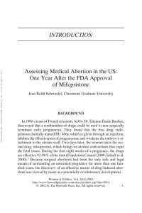 INTRODUCTION Assessing Medical Abortion in the US: of Mifepristone