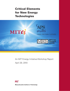 Critical Elements for New Energy Technologies An MIT Energy Initiative Workshop Report
