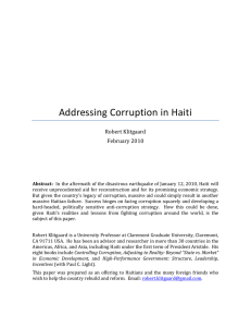   Addressing Corruption in Haiti  Robert Klitgaard February 2010 