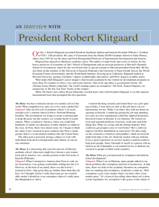 President Robert Klitgaard O n te