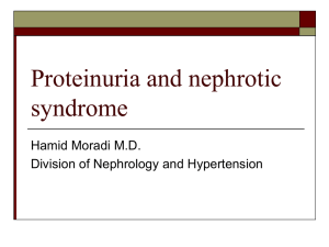 Proteinuria and nephrotic syndrome Hamid Moradi M.D. Division of Nephrology and Hypertension