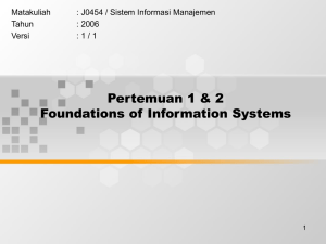 Pertemuan 1 &amp; 2 Foundations of Information Systems Matakuliah