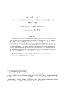 Engines of Growth: The Productivity Advance of Indian Railways, 1874-1912 Dan Bogart
