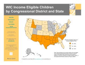 WIC Income Eligible Children by Congressional District and State State Map Policy Context