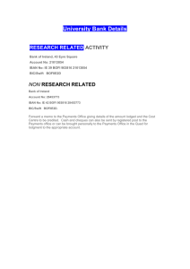 University Bank Details RESEARCH RELATED ACTIVITY