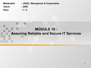 MODULE 10 : Assuring Reliable and Secure IT Services Matakuliah