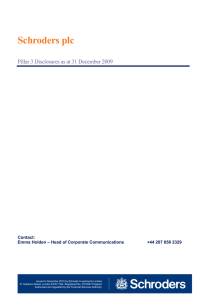 Schroders plc Pillar 3 Disclosures as at 31 December 2009
