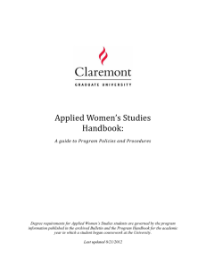 Applied Women’s Studies Handbook: A guide to Program Policies and Procedures