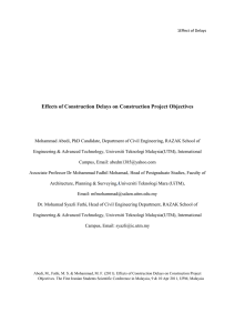 Effects of Construction Delays on Construction Project Objectives