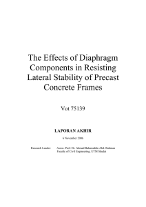 The Effects of Diaphragm Components in Resisting Lateral Stability of Precast