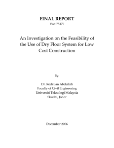 FINAL REPORT    An Investigation on the Feasibility of  the Use of Dry Floor System for Low 